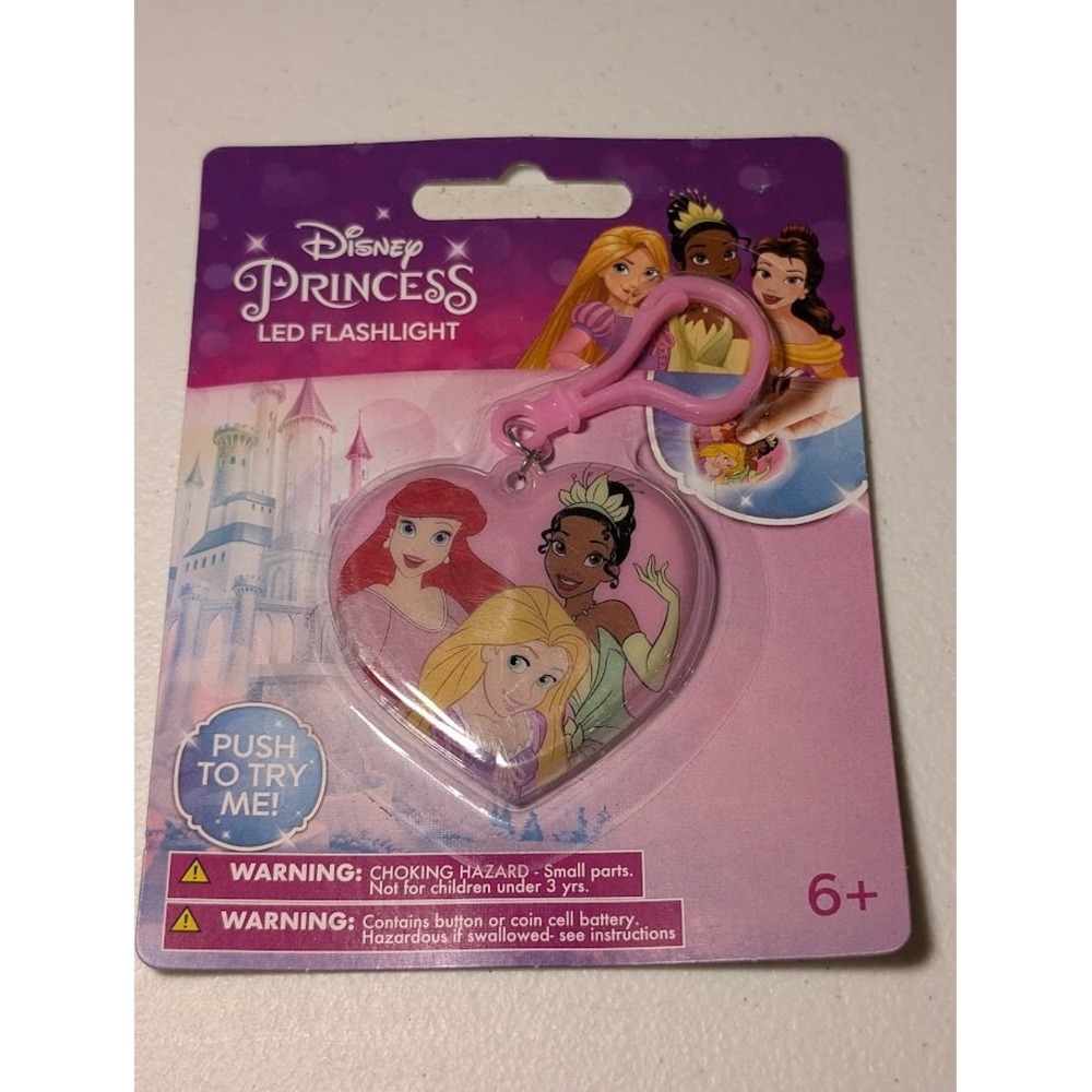 Disney Princess LED Flashlight Keychain -Ariel, Rapunzel & Tiana Packaging Wear - Picture 1 of 3